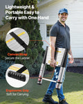 3.8m Telescoping Ladder Aluminum 150kg Capacity Collapsible Extension