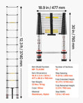 3.8m Telescoping Ladder Aluminum 150kg Capacity Collapsible Extension