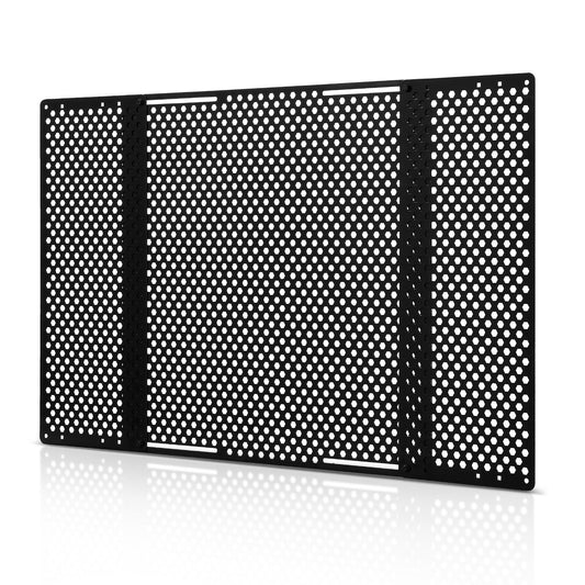 RV Screen Door Protector, Adjusts from 558.8 – 800 mm, Adjustable Door Grille, Easy to Install, Reinforced Breathable Honeycomb Holes, Iron Camper RV Entry Protector for Pet Protection, Black