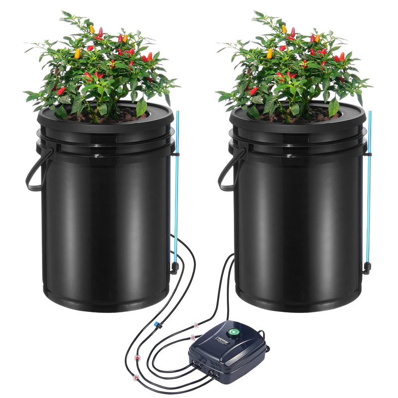VEVOR DWC Hydroponics System 2 Buckets Deep Water Culture Top Drip