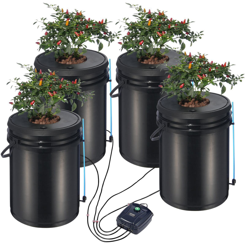 DWC Hydroponics System 4 Buckets 5-Gallon Deep Water Culture Grow