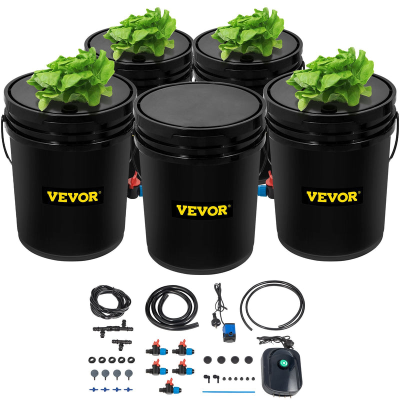 DWC Hydroponic System 5 Gallon 5 Buckets Deep Water Culture Grow Kit