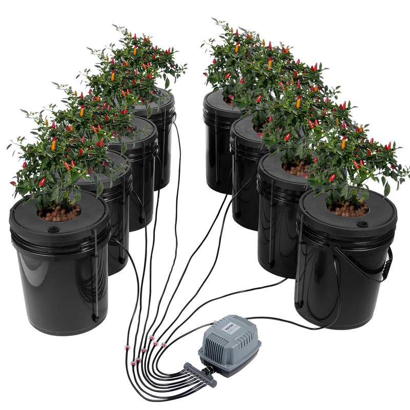 DWC Hydroponics System Deep Water Culture 8 Bucket with Air Pump