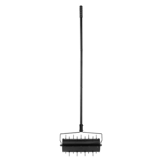 Rolling Lawn Aerator 435mm 27 Spike Manual Garden Soil Black