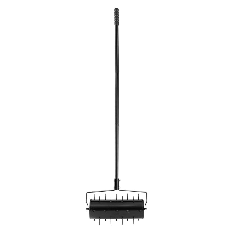 Rolling Lawn Aerator 435mm 27 Spike Manual Garden Soil Black