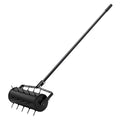 Rolling Lawn Aerator 435mm 27 Spike Manual Garden Soil Black