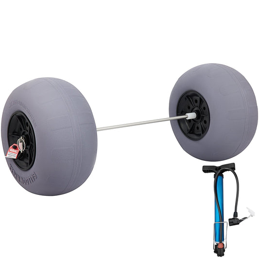 Beach Balloon Wheels, 13" Sand Tires with 32" Stainless Steel Axle, TPU Cart Tires for Kayak Dolly, Canoe Cart and Buggy with Air Pump, 2-Pack