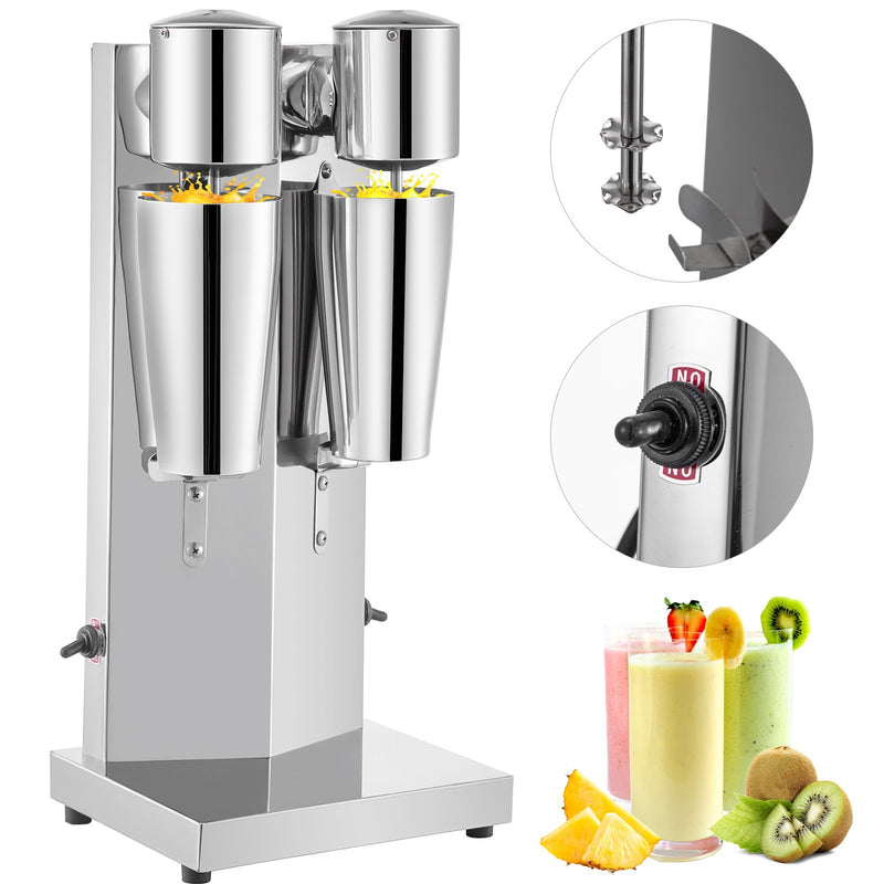 Commercial Milkshake Maker Double Head Thickshake Frother Steel