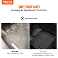 VEVOR Tesla Model Y 2021-2024 Floor Mats 3pc TPE Liners Automotive