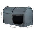 Bed Tent, Pongee Fabric, 4 Doors Breathable Dream Tent with 7 mm Fiber Poles on Bed Privacy, Full Size Block out Light Sleeping Bed Canopy, Fit for Kids Playhouse and Adults Sleeping Tent
