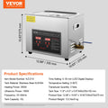 Ultrasonic Cleaner 10L Digital Timer Heater Stainless Steel