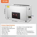 Ultrasonic Cleaner 30L Digital Timer Heater Stainless Steel