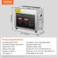 Ultrasonic Cleaner 3L Digital Timer Heater Stainless Steel