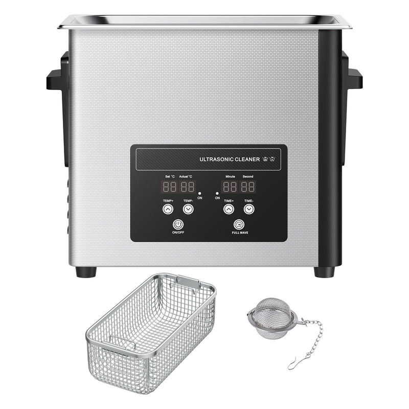 6L Ultrasonic Cleaner, Professional Ultrasonic Cleaner Machine with Cleaning Basket & Digital Display, 120W Stainless Steel 40kHz Cleaning Machine for Watches, Razors, Jewelry, Coins and More