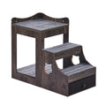 Pet Bunk Bed with Stairs Dog Cat Window Perch Storage Gray