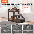 Pet Bunk Bed with Stairs Dog Cat Window Perch Storage Gray