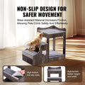 Pet Bunk Bed with Stairs Dog Cat Window Perch Storage Gray