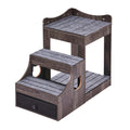 Pet Bunk Bed with Stairs Dog Cat Window Perch Storage Gray