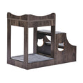 Pet Bunk Bed with Stairs Dog Cat Window Perch Storage Gray