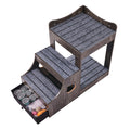 Pet Bunk Bed with Stairs Dog Cat Window Perch Storage Gray