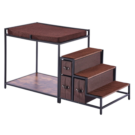 Pet Bunk Bed Dog/Cat Window Perch with Stairs Storage Medium Size