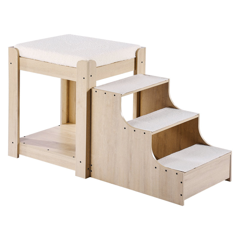 Pet Bunk Bed with Stairs Dog Cat Window Perch Indoor