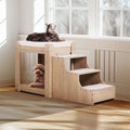 Pet Bunk Bed with Stairs Dog Cat Window Perch Indoor