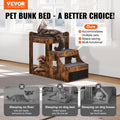 Pet Bunk Bed with Stairs Dog Cat Window Perch Storage Brown