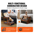 Pet Bunk Bed with Stairs Dog Cat Window Perch Storage Brown