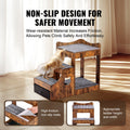 Pet Bunk Bed with Stairs Dog Cat Window Perch Storage Brown