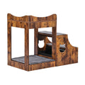 Pet Bunk Bed with Stairs Dog Cat Window Perch Storage Brown