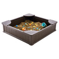 Sandbox with Cover 48.6x48.6x12.4in Square Sand Box HDPE Brown