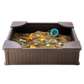 Sandbox with Cover 48.6x48.6x12.4in Square Sand Box HDPE Brown