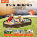 Sandbox with Cover 72x41.5x9.1in Oval HDPE 4 Seater Bottom Liner