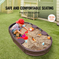 Sandbox with Cover 72x41.5x9.1in Oval HDPE 4 Seater Bottom Liner