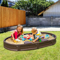 Sandbox with Cover 72x41.5x9.1in Oval HDPE 4 Seater Bottom Liner