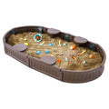 Sandbox with Cover 72x41.5x9.1in Oval HDPE 4 Seater Bottom Liner