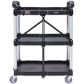 3 Shelf Foldable Utility Cart 165LBS Heavy Duty Lockable Wheels