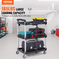 3 Shelf Foldable Utility Cart 165LBS Heavy Duty Lockable Wheels