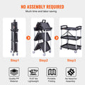 3 Shelf Foldable Utility Cart 165LBS Heavy Duty Lockable Wheels