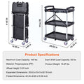 3 Shelf Foldable Utility Cart 165LBS Heavy Duty Lockable Wheels