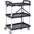 3 Shelf Foldable Utility Cart 165LBS Heavy Duty Lockable Wheels