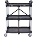 3 Shelf Foldable Utility Cart 165LBS Heavy Duty Lockable Wheels