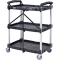 3 Shelf Foldable Utility Cart 165LBS Heavy Duty Lockable Wheels