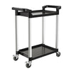Utility Cart, 300 lbs Load Capacity, 2-tier Utility Plastic Cart with 360° Swivel Wheels (2 with Brakes), 24.4 x 16.1-inch Food Service Cart for Warehouse, Office, Home, Restaurant, Kitchen