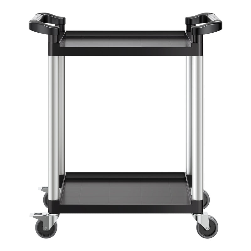 Utility Cart 2-Tier 300kg Load Capacity 360° Swivel Wheels Brakes