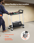 Utility Cart 2-Tier 300kg Load Capacity 360° Swivel Wheels Brakes