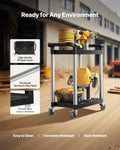 Utility Cart 2-Tier 300kg Load Capacity 360° Swivel Wheels Brakes
