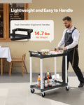 Utility Cart 2-Tier 300kg Load Capacity 360° Swivel Wheels Brakes