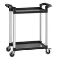 Utility Cart 2-Tier 300kg Load Capacity 360° Swivel Wheels Brakes